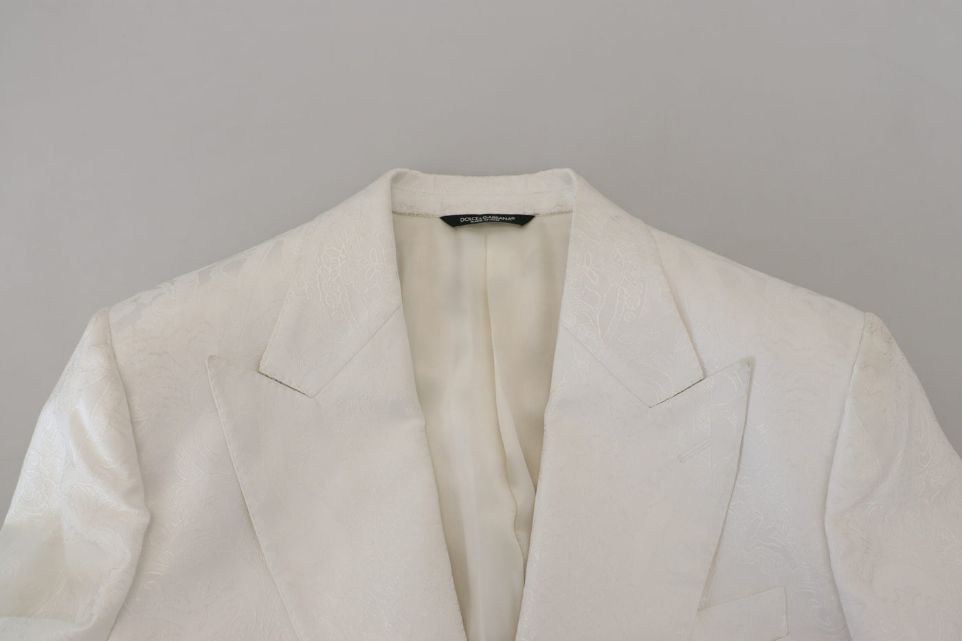 Trench-coat en brocart floral blanc Dolce &amp; Gabbana