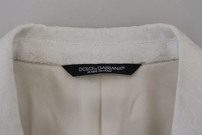 Trench-coat en brocart floral blanc Dolce &amp; Gabbana