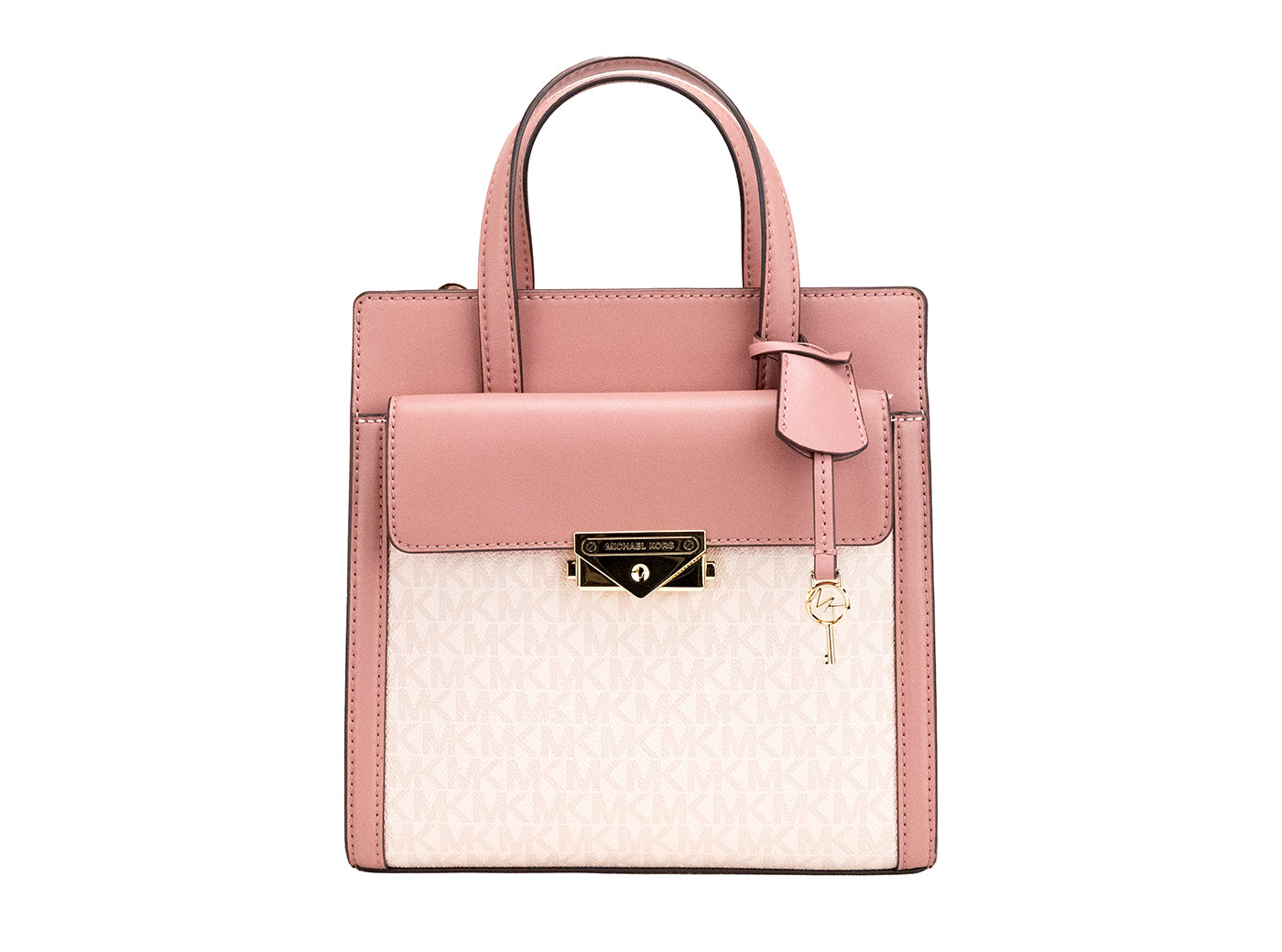 Sac à main fourre-tout à rabat en PVC rose Michael Kors Cece, petit modèle