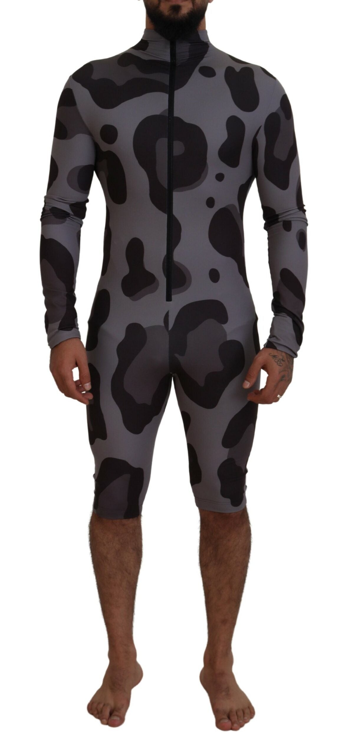Dolce &amp; Gabbana grijs geruit polyester wetsuit zwemkleding