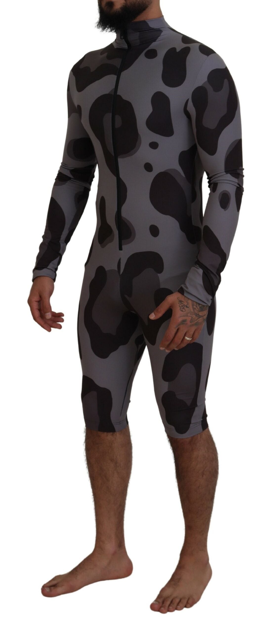 Dolce &amp; Gabbana grijs geruit polyester wetsuit zwemkleding