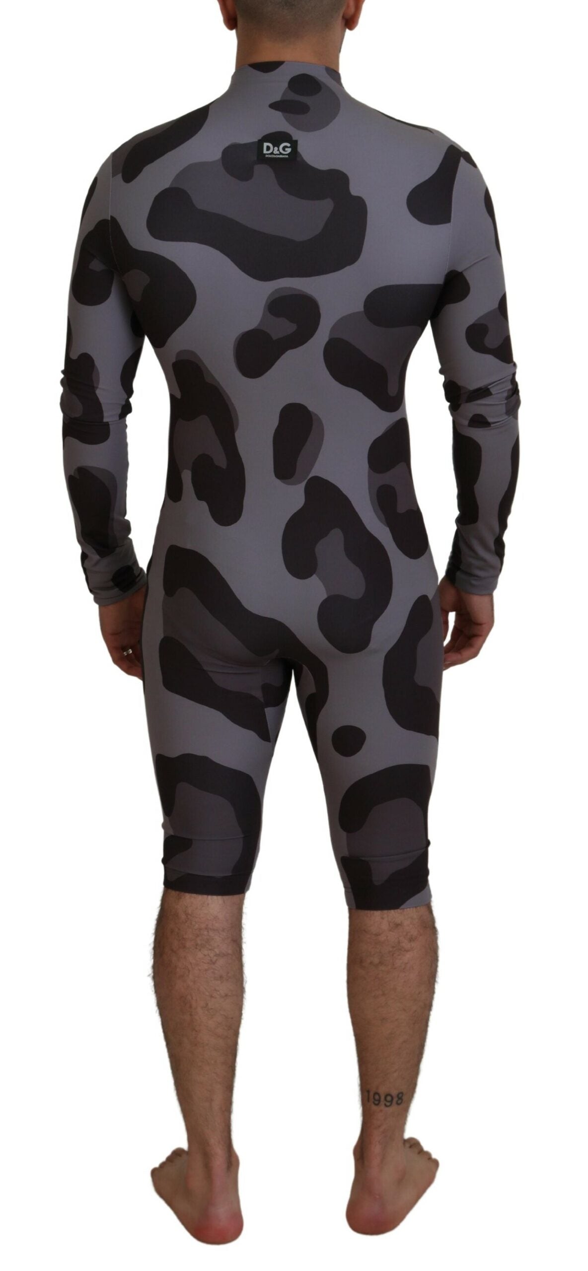Dolce &amp; Gabbana grijs geruit polyester wetsuit zwemkleding