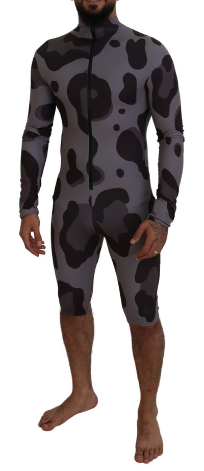Dolce &amp; Gabbana grijs geruit polyester wetsuit zwemkleding