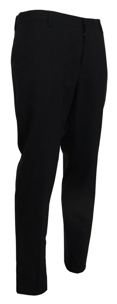 Dolce &amp; Gabbana Grijze Wollen Stretch Jurk Formele Slim Fit Broek