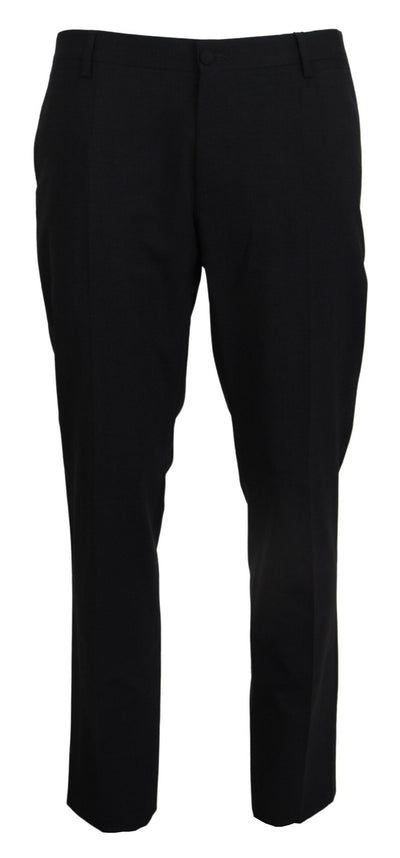 Dolce &amp; Gabbana Grijze Wollen Stretch Jurk Formele Slim Fit Broek