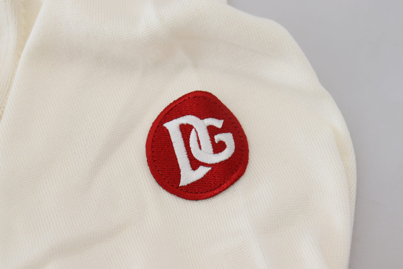 Pull col V en maille blanc rouge Dolce &amp; Gabbana