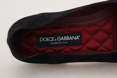 Dolce &amp; Gabbana Zwarte Suède Gouden Cross Slip On Loafers Schoenen