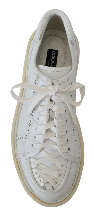Dolce &amp; Gabbana Witte Leren Lage Oxford Sneakers Casual Schoenen