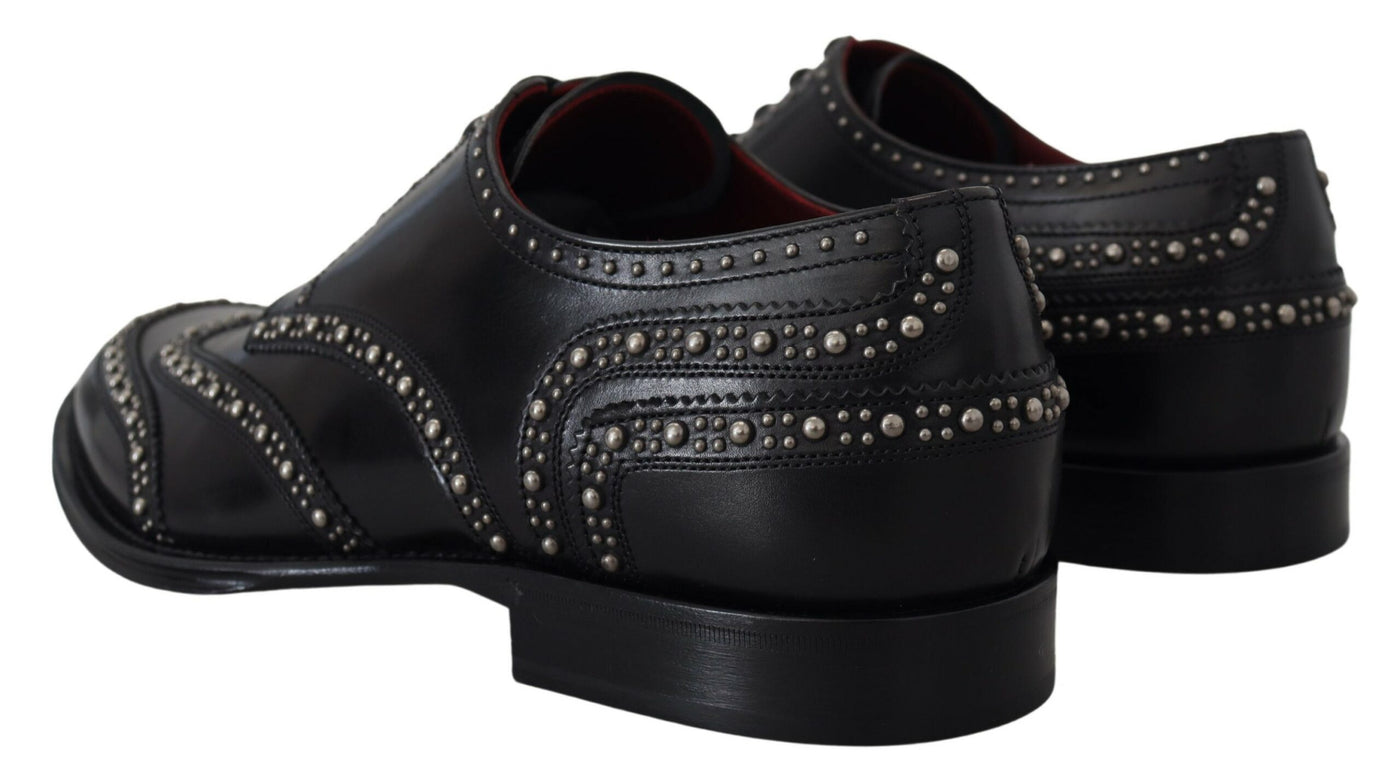 Dolce &amp; Gabbana zwarte leren derby-jurkschoenen met studs