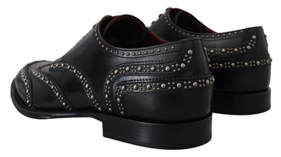 Dolce &amp; Gabbana zwarte leren derby-jurkschoenen met studs