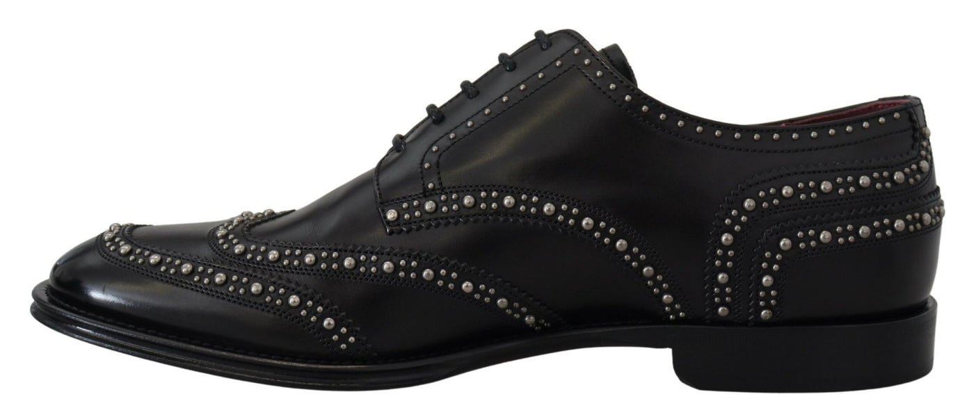 Dolce &amp; Gabbana zwarte leren derby-jurkschoenen met studs
