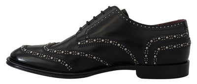Dolce &amp; Gabbana zwarte leren derby-jurkschoenen met studs
