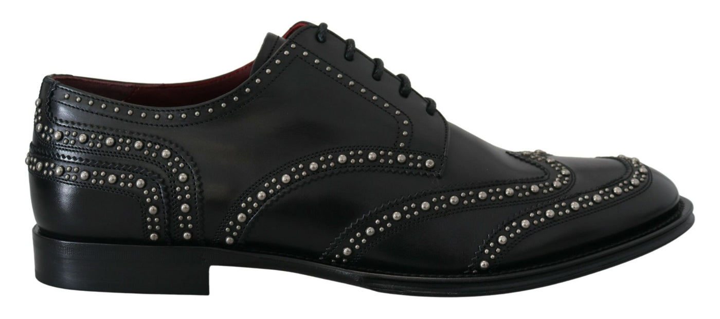 Dolce &amp; Gabbana zwarte leren derby-jurkschoenen met studs