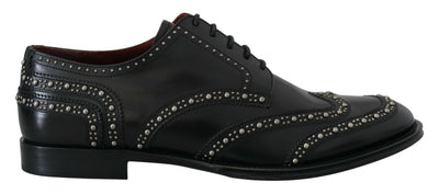 Dolce &amp; Gabbana zwarte leren derby-jurkschoenen met studs