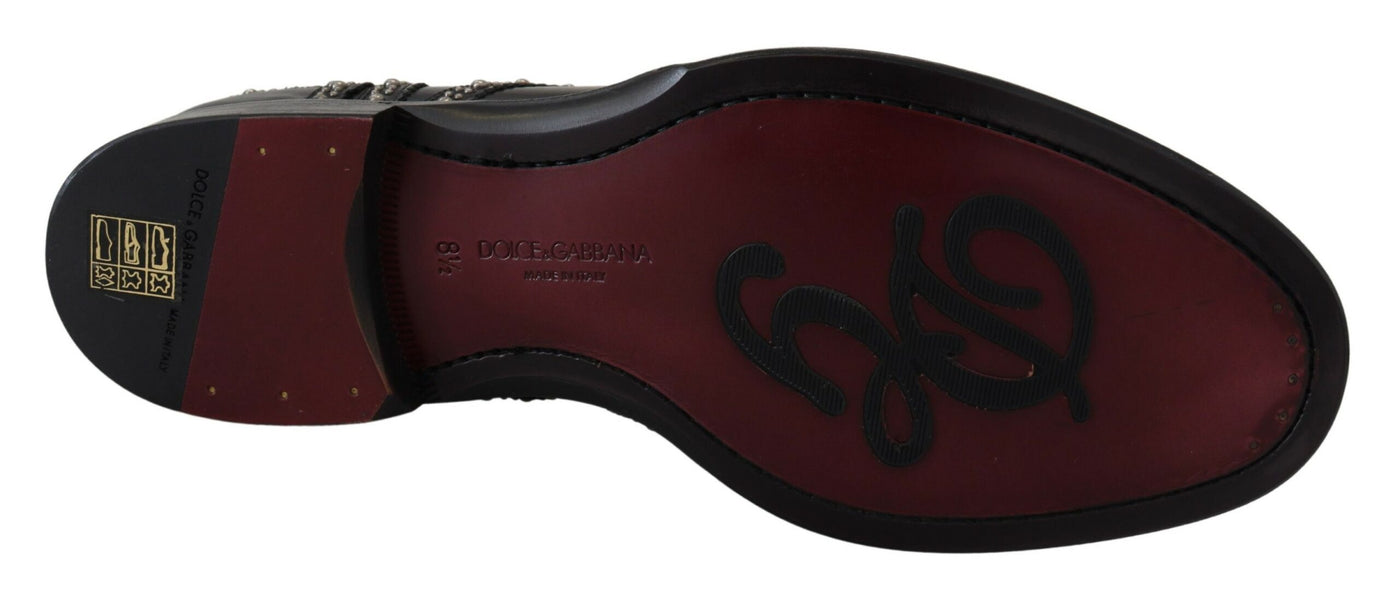 Dolce &amp; Gabbana zwarte leren derby-jurkschoenen met studs