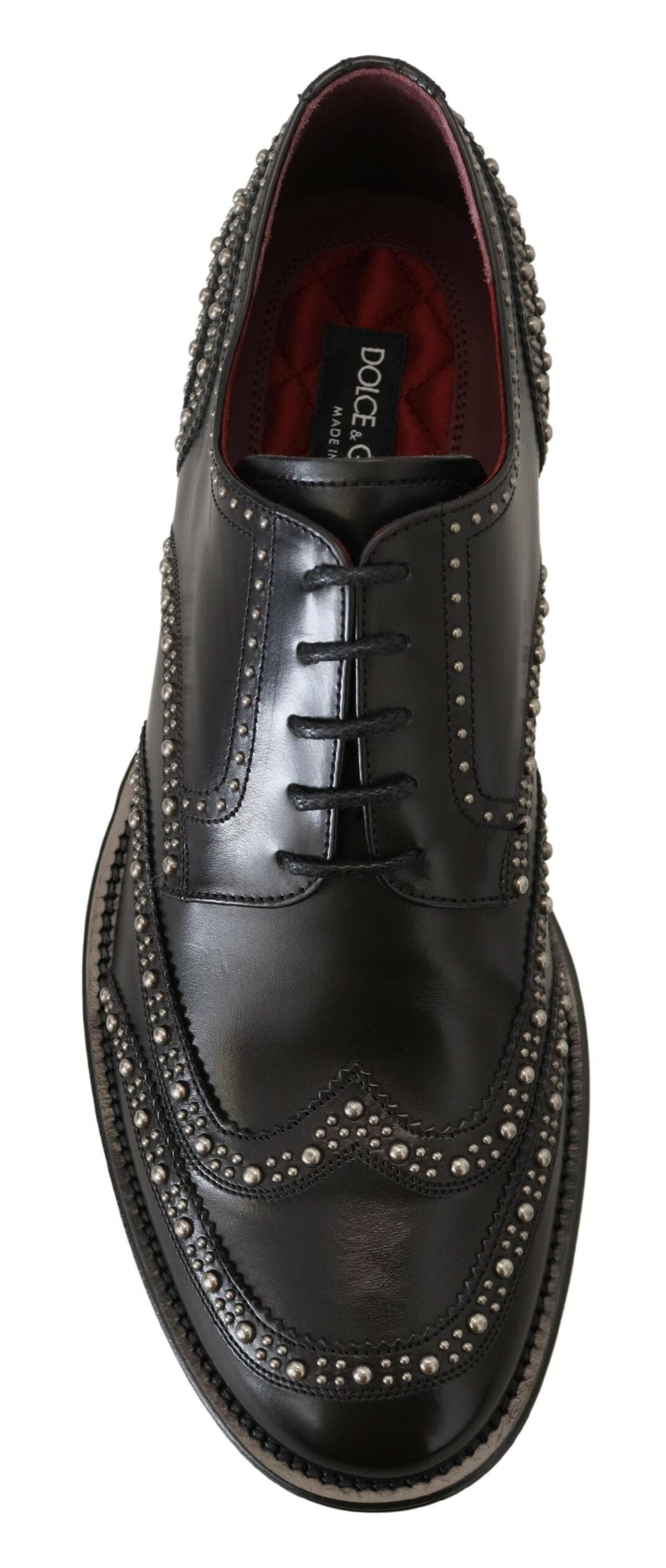 Dolce &amp; Gabbana zwarte leren derby-jurkschoenen met studs