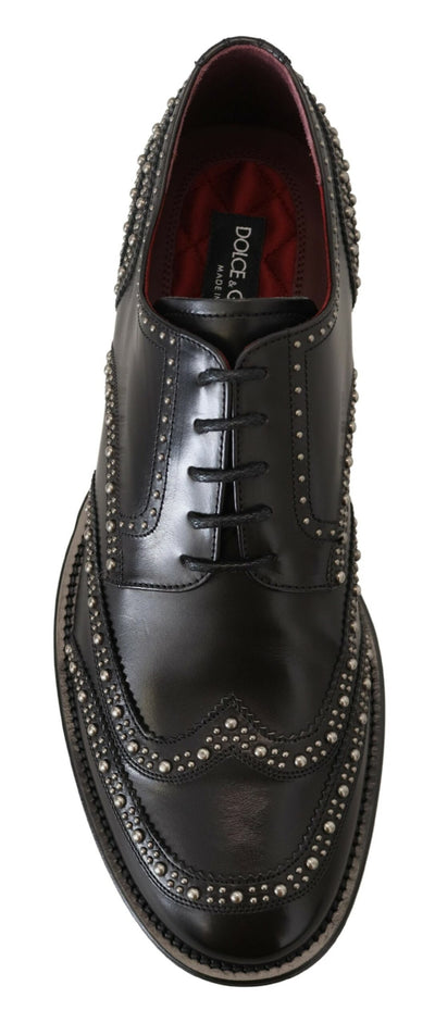 Dolce &amp; Gabbana zwarte leren derby-jurkschoenen met studs
