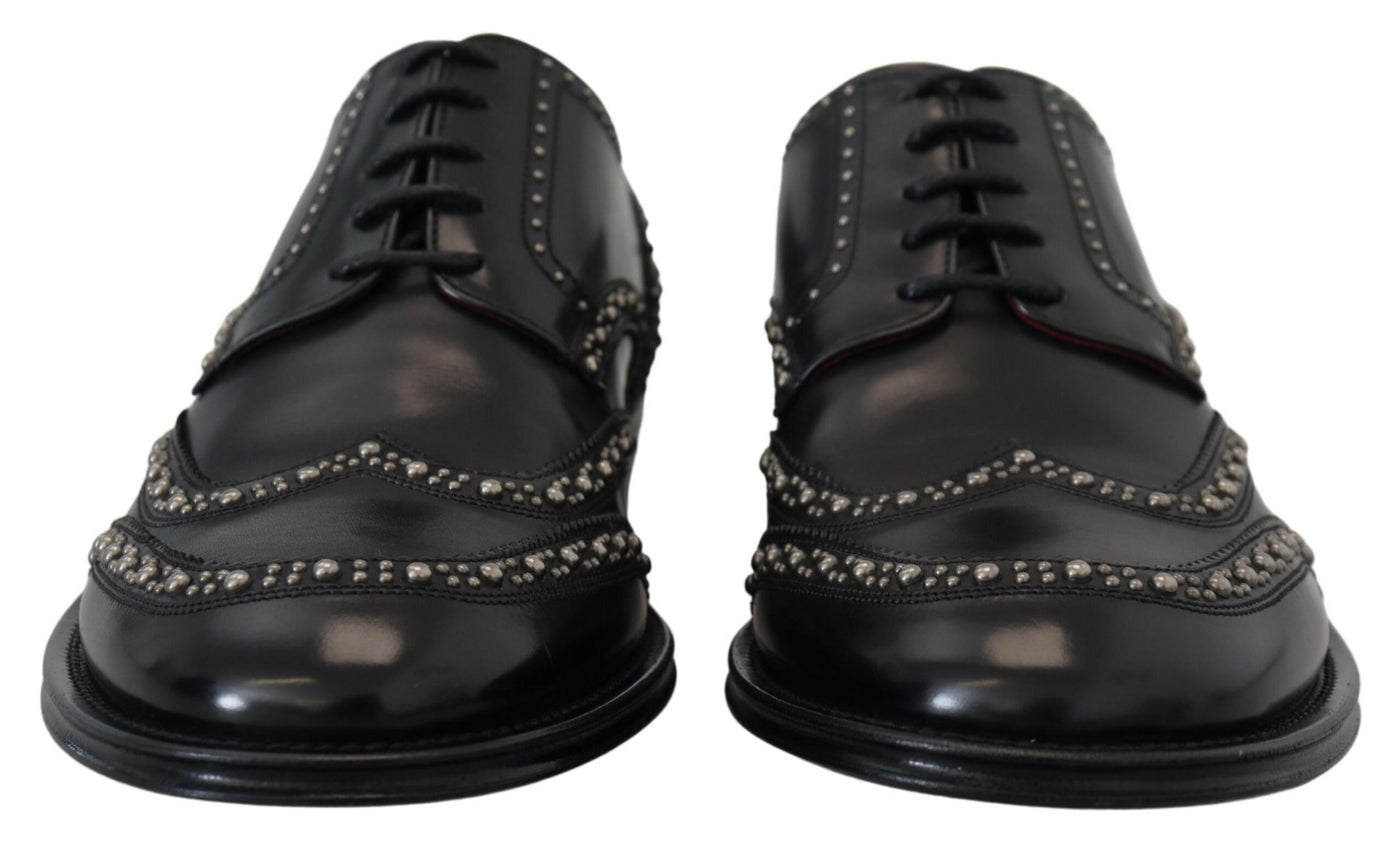 Dolce &amp; Gabbana zwarte leren derby-jurkschoenen met studs
