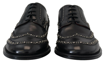 Dolce &amp; Gabbana zwarte leren derby-jurkschoenen met studs