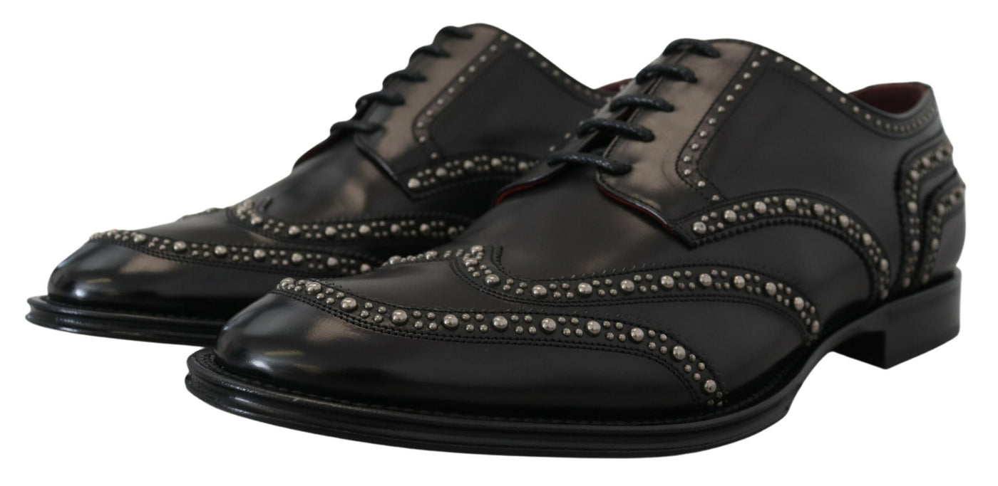 Dolce &amp; Gabbana zwarte leren derby-jurkschoenen met studs