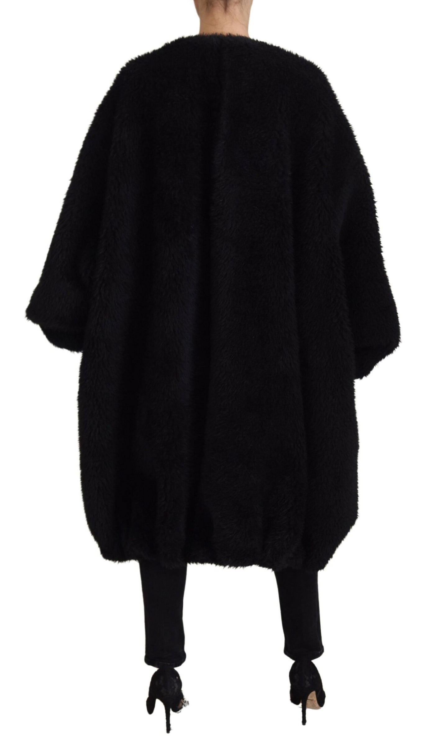 Dolce &amp; Gabbana zwarte kasjmiermix imitatiebontjas