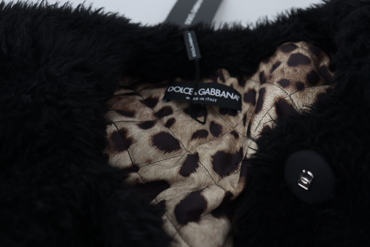 Dolce &amp; Gabbana zwarte kasjmiermix imitatiebontjas