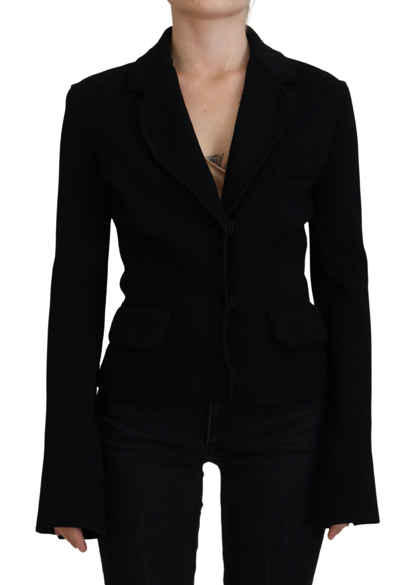 Dolce &amp; Gabbana Blazer cardigan à boutons noirs Veste en viscose
