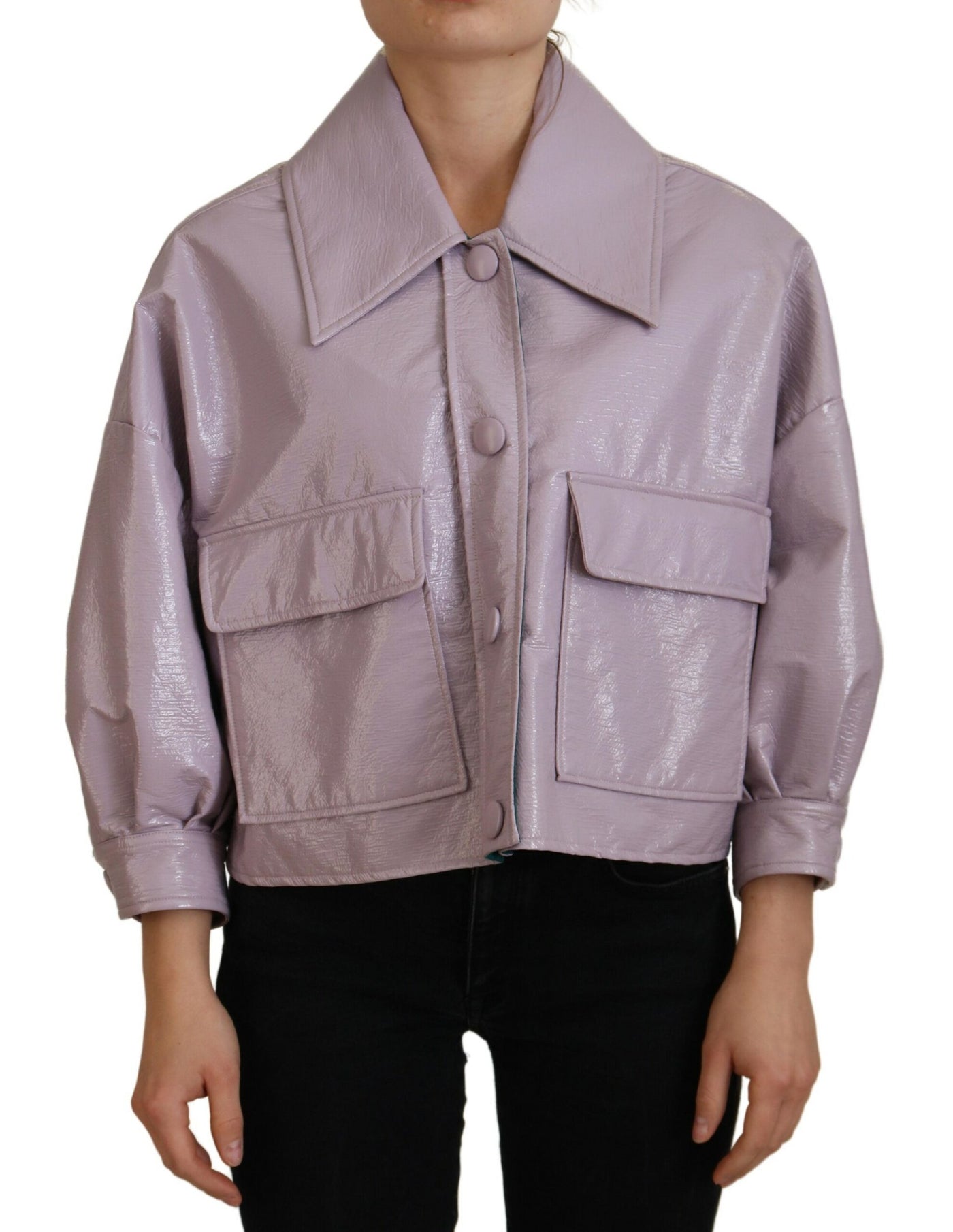 Dolce &amp; Gabbana paars katoenen cropped jasje met knoopjes