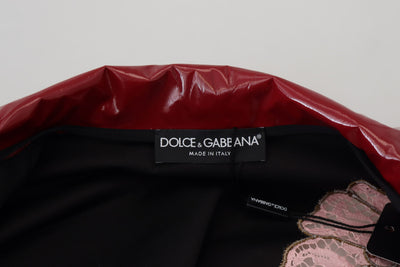 Dolce &amp; Gabbana Maroon Floral Full Zip Polyester Damesjack