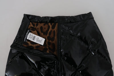 Mini-jupe trapèze taille haute noire brillante Dolce &amp; Gabbana