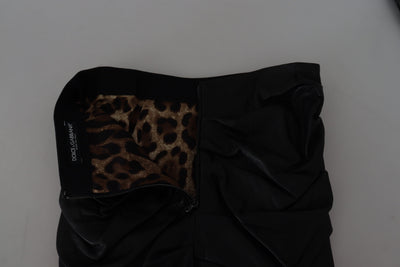 Dolce &amp; Gabbana zwarte A-lijn minirok van lamsleer