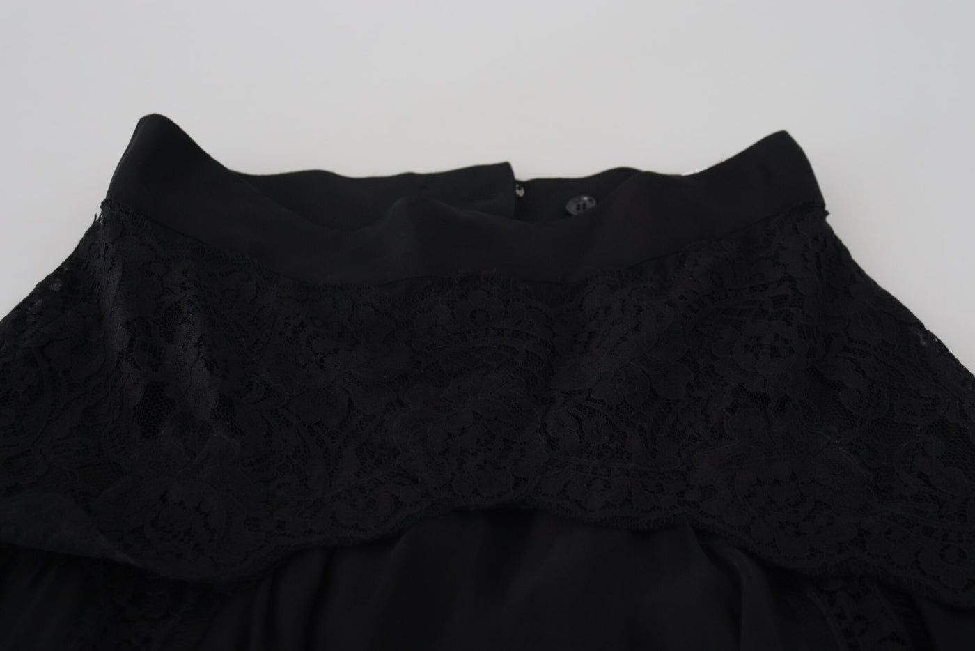 Jupe midi taille haute en dentelle de soie noire Dolce &amp; Gabbana