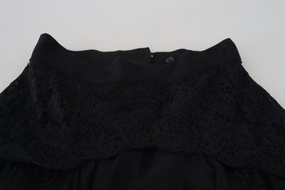 Jupe midi taille haute en dentelle de soie noire Dolce &amp; Gabbana