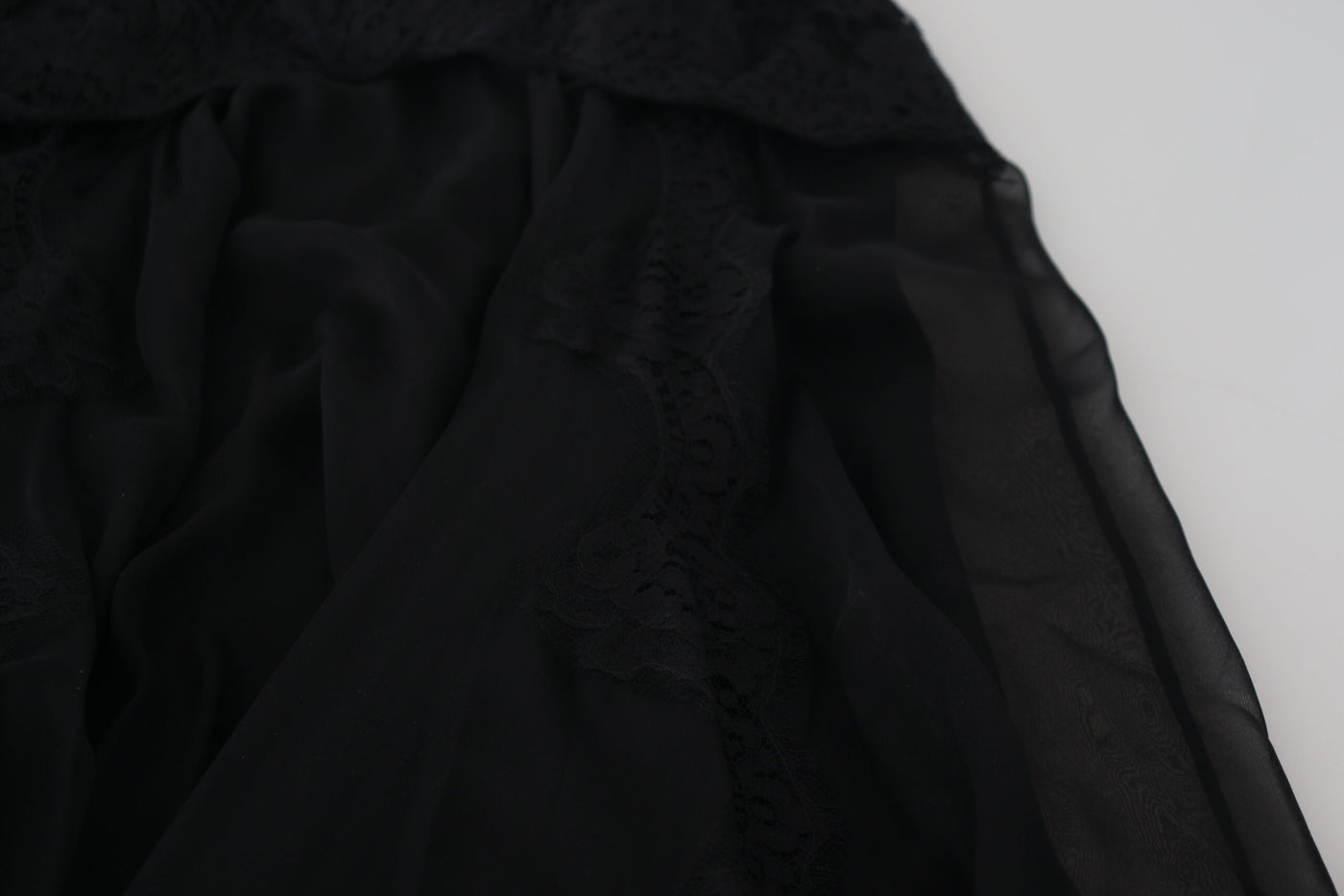 Jupe midi taille haute en dentelle de soie noire Dolce &amp; Gabbana