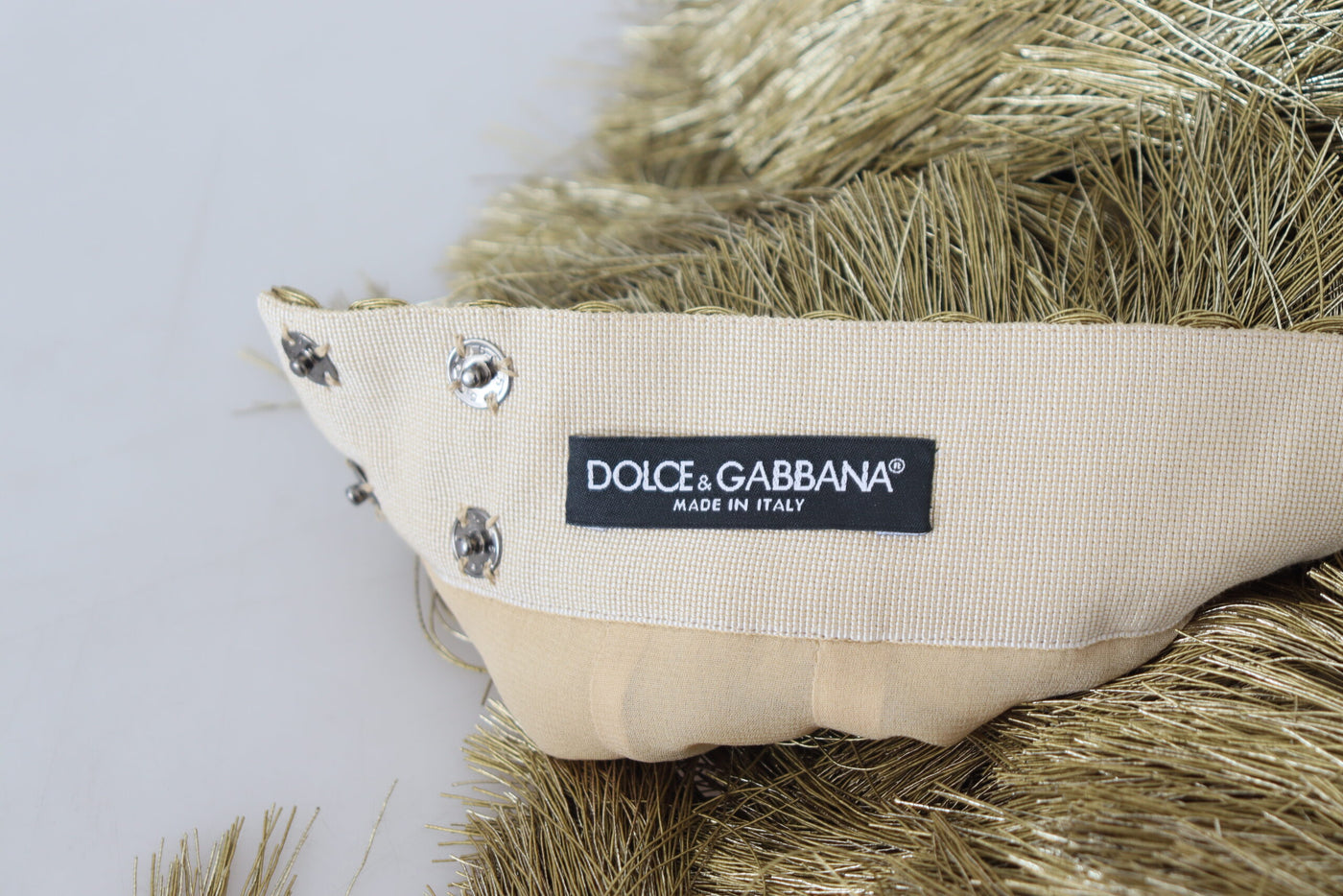 Jupe midi en soie à franges métallisées dorées Dolce &amp; Gabbana