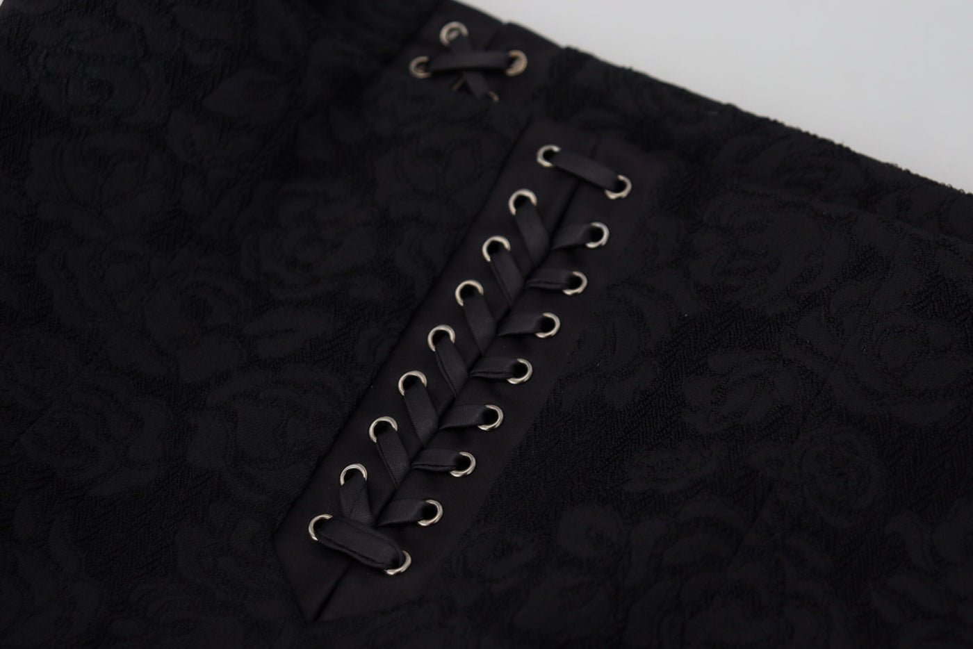 Mini-jupe crayon au-dessus du genou en brocart noir Dolce &amp; Gabbana