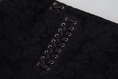 Mini-jupe crayon au-dessus du genou en brocart noir Dolce &amp; Gabbana