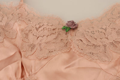 Débardeur Dolce &amp; Gabbana en satin rose et dentelle à imprimé roses