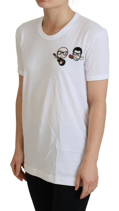 T-shirt ras du cou en coton blanc Dolce &amp; Gabbana #dgfamily