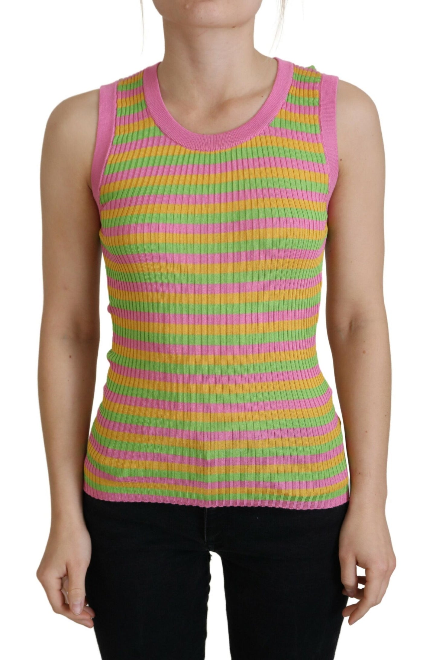 Dolce &amp; Gabbana Multicolor Zijden Vest Pullover Tanktop