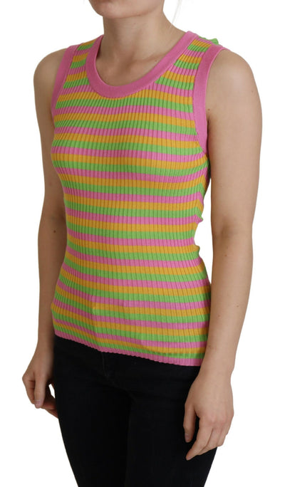 Dolce &amp; Gabbana Multicolor Zijden Vest Pullover Tanktop