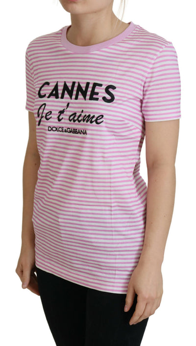 Dolce & Gabbana White Pink CANNES Exclusive T-shirt