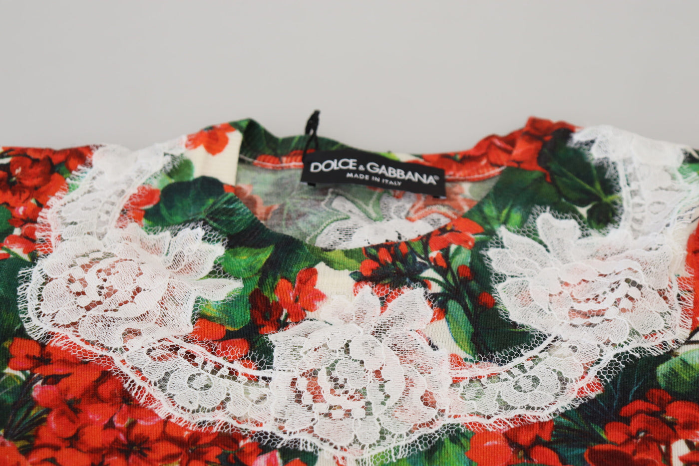 Débardeur en laine et dentelle florale blanche Dolce &amp; Gabbana
