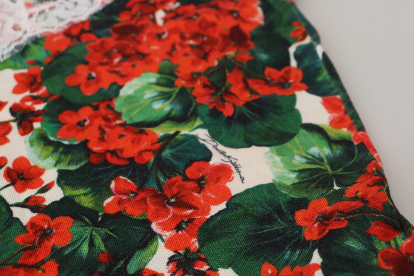 Débardeur en laine et dentelle florale blanche Dolce &amp; Gabbana