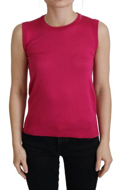 Dolce &amp; Gabbana roze zijden vest pullover ronde hals tanktop
