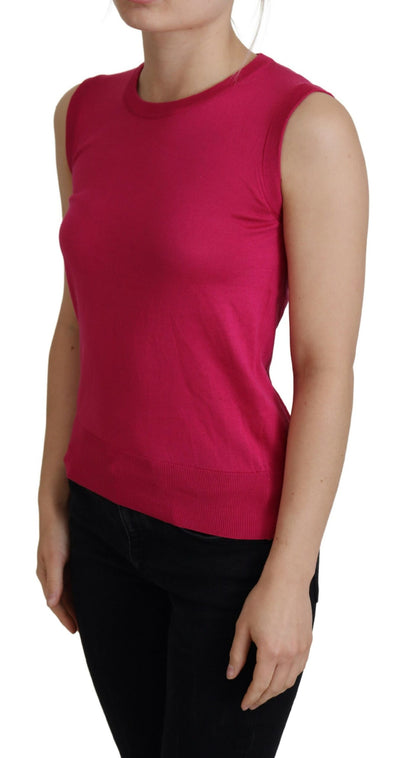 Dolce &amp; Gabbana roze zijden vest pullover ronde hals tanktop