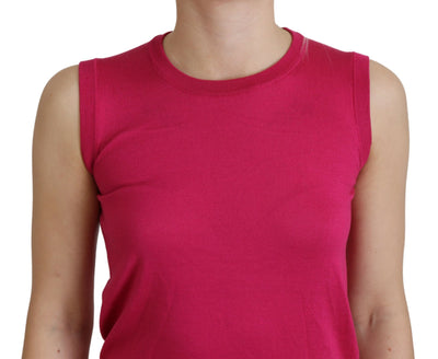 Dolce &amp; Gabbana roze zijden vest pullover ronde hals tanktop