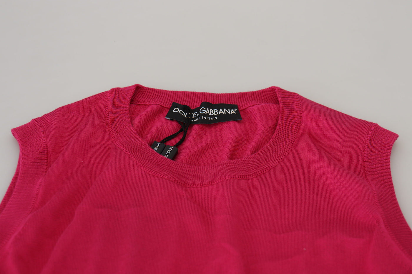 Dolce &amp; Gabbana roze zijden vest pullover ronde hals tanktop