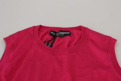 Dolce &amp; Gabbana roze zijden vest pullover ronde hals tanktop