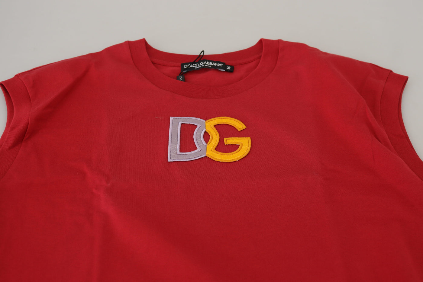 T-shirt débardeur en coton rouge avec logo DG Dolce &amp; Gabbana